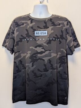 American Eagle Outfitters Men’s Black Camo Graphic Tee - AE•USA